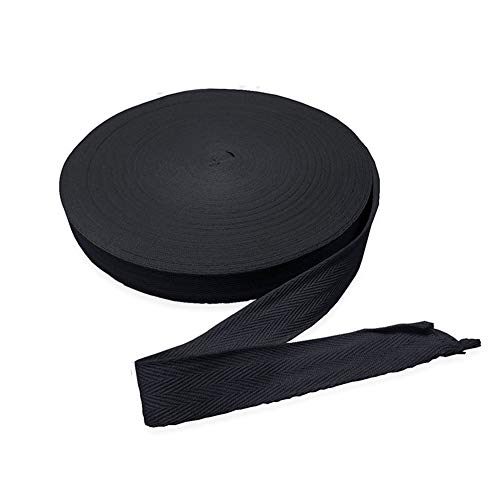 LNIMIKIY Baumwoll Schrägband, 20mm Nahtband Köperband Schrägband, Textilband Einfassband für Ammer, Stuhlkissen, Schürze, Haustierstoff usw (Schwarz 1PC, 45mx2,0 cm)