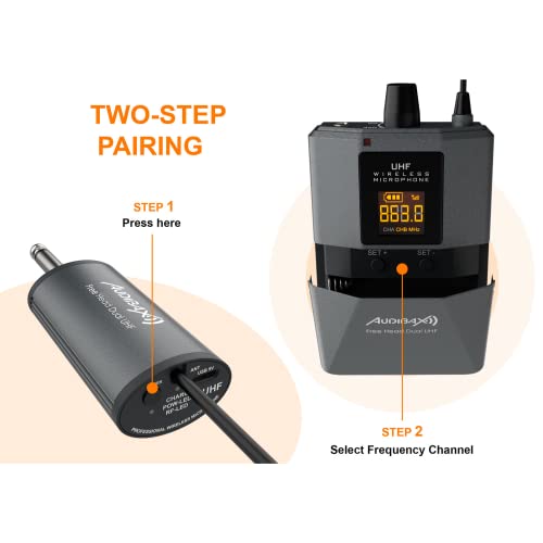 Sistema de micrófono de diadema UHF Audibax Missouri Free Head inalámbrico doble recargable 5