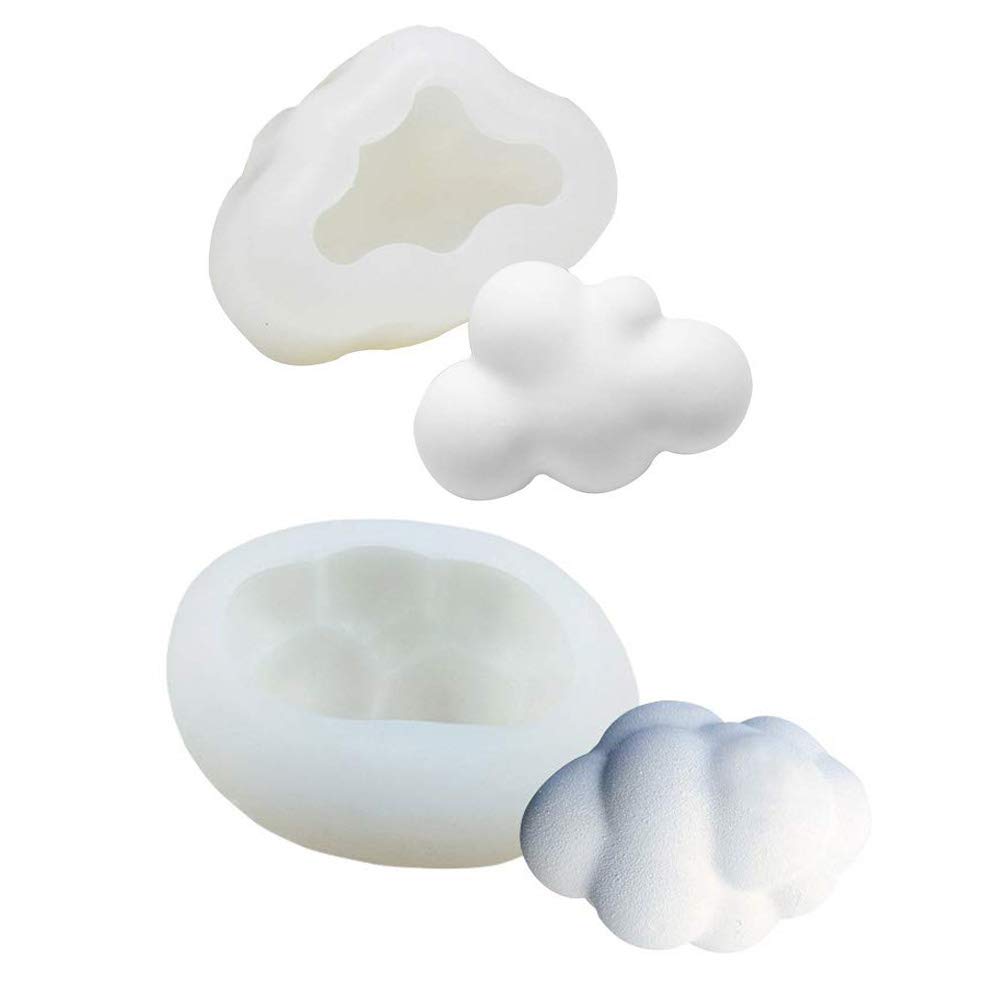 Fewo Set of 2 3D Cloud Silicone Molds for Mousse Cake Chocolate Candy Handmade DIY Soap Candle Bath Bombs Lotion Bar Wax Melts Plaster