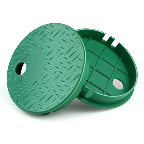 Dayker 2 tapas de caja de válvula de aspersor, tapa redonda de válvula de plástico, diámetro interior de 5.5 pulgadas de diámetro exterior de 6 pulgadas, sistema de riego de agua de césped al aire