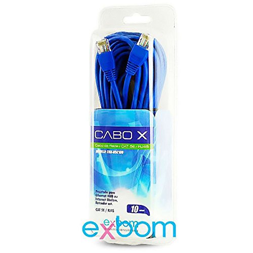 Cabo de Rede CAT5E RJ45 Patch Cord Azul Exbom CBX-N5C100 10 Metros