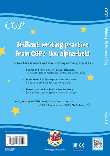 10 Minutes a Day Writing for Ages 3-5 (with over 100 stickers) (CGP Reception Activity Books and Cards)