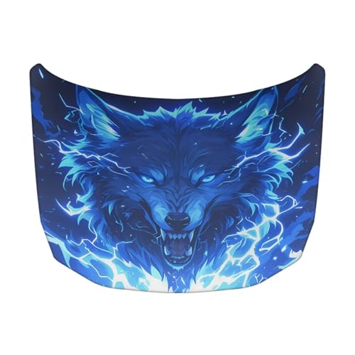 Image of Cool Lightning Wolf Hood Cover for Car SUV Sedan Truck, Waterproof Elastic Polyester Car Hood Protector, Cool Decorations for Automotive Exterior Accessories