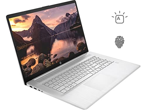 Image of HP 17 Laptop, 17.3 inch HD+ Touchscreen, 12th Gen Intel i7-1255U Processor, 16GB DDR4 RAM, 512GB SSD, Wi-Fi 6, Webcam, Backlit Keyboard, Fingerprint Reader, HDMI, Windows 11 Home, Silver