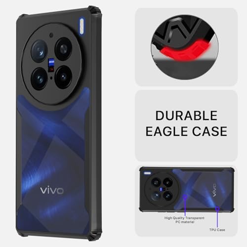 Image of Pikkme Crystal Clear Transparent Back Cover | Ultra Hyrbid | Full Camera Protection | Raised Edge | Bumper Case for Vivo X200 Pro 5G (Black)