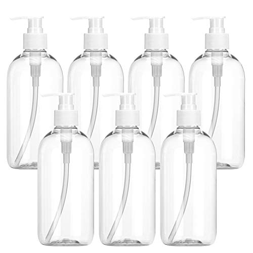 Plastic Pump Bottle 16oz/500ml,Woaiwo-q Soap Dispenser Empty Shampoo Dispenser Bottles for Cleaning Solutions,Hair,Oils,(7 pack)