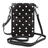 hhxvcv Bolso pequeño para teléfono celular con estampado de lunares en blanco y negro, espaciosa bolsa cruzada para mujer, multifuncional, uso diario y al aire libre