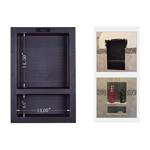 Uni-Green Tile Niche for Shower 25" x 17" Dimensions- Toiletry and Bathroom Niche Storage- Simple Installation with Texture Surface Shower Cubby Double Shelves Cover
