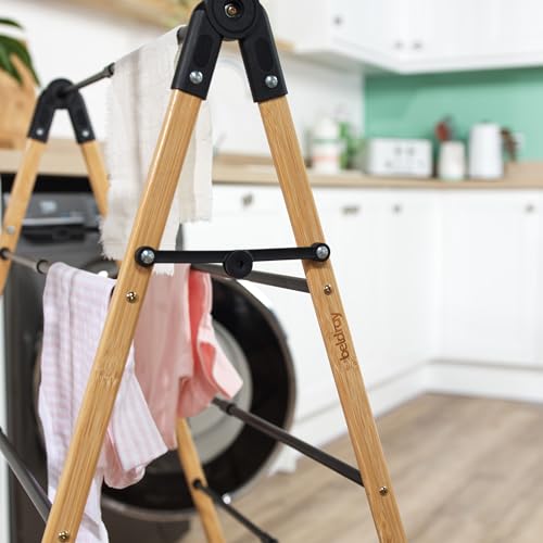 Beldray 4 Tier Extendable Clothes Airer – Foldable Ladder Design, Strong Bamboo Frame, Sturdy Steel Bars, Max Load 10kg, Lightweight, Compact Storage, Expands Horizontally From 3.4 m To 6.1 m - Image 4