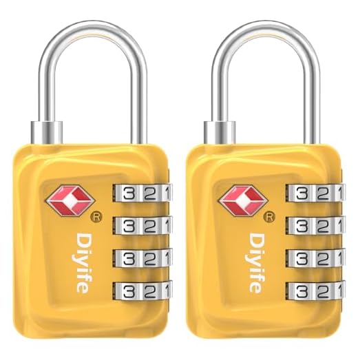Lucchetto TSA, [Nuova Versione] [2 Pezzi] Diyife Lucchetto Valigia, Lucchetto Valigia Aereo, 4 Cifre Lucchetto tsa per Valigia usa, per Valigie Bagaglio Borsa Palestra, Giallo