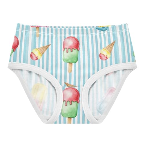 Toddler Girls Underwear 2t Cotton Panties for Girl Flower Briefs Undies Kids Colorful Ice Cream Blue Striped