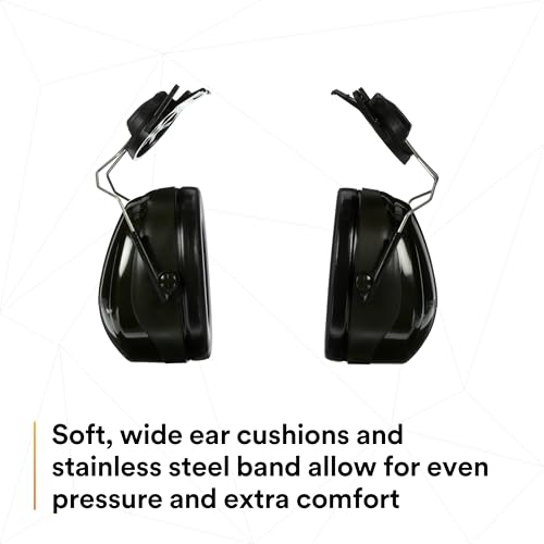 Image of 3M PELTOR Hearing Protection Optime 101 Earmuffs, Cap Style Hard Hat Attached, H7P3E, 24 dB NRR, Adjustable Earcups, E-A-Rfit Compatible, Stainless Steel, Pack of 1, Black /Red