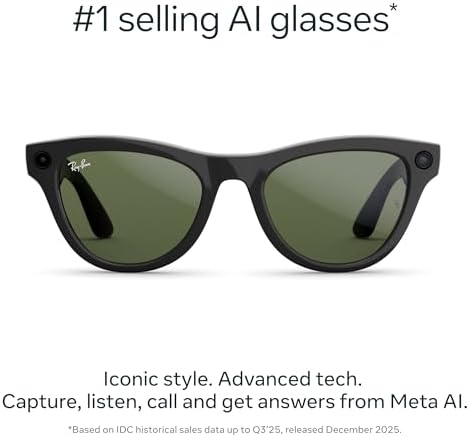 Meta Ray-Ban (Gen 2) Skyler Smart AI Glasses, Shiny Black, Green Lenses — 사진 3