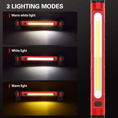 ERAY Linterna LED Taller, Luz de Trabajo Portatil 6000mAh 3000LM, Lámpara LED Recargable Taller con Base Magnética y 360°Gancho 3 Modos, Lámpara de Inspección para Capó, Coches, Taller, Emergencia