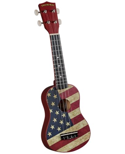 Diamond Head DU-131 Vintage Series Soprano Ukulele - American Flag,Deep Red