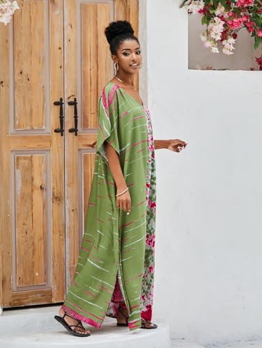 Image of Kaftan Dresses for Women Plus Size Bathing Suit Cover up Caftan Maxi Beach Dresses