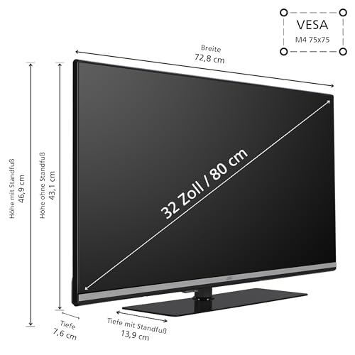 JVC QLED Fernseher 32 Zoll Smart TV VIDAA LT-32VQF555D - Full HD Fernseher, HDR TV mit integriertem Triple-Tuner, LED TV schwarz
