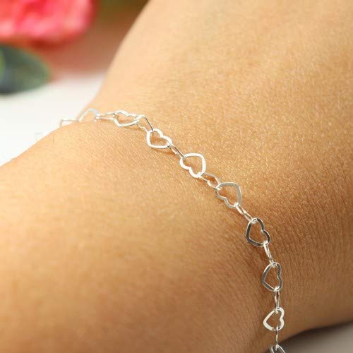 Pulseira Feminina Prata Legitima 925 Elo Coração