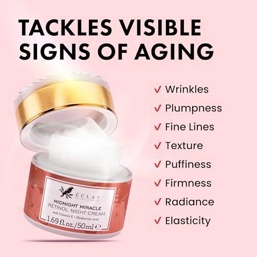 Eclat Skincare Retinol Night Cream – 2.5% Retinol & Hyaluronic Acid Face Moisturizer for Wrinkles, Fine Lines & Hydration – Firming Anti Aging Cream for Smooth, Radiant Skin 1.7 fl oz - Thumbnail 4