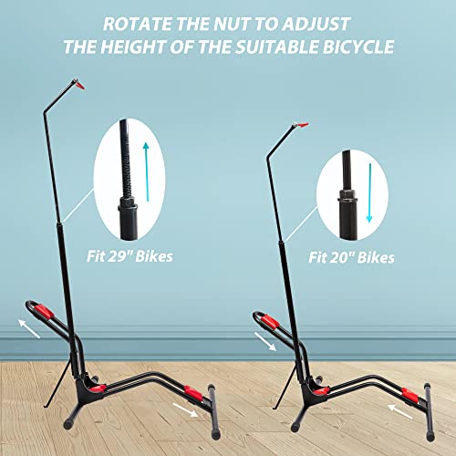 Japusoon Upright Bike Stand, Adjustable Vertical Bike Rack For Garage & Home, Easy Install Indoor Bike Stand, Vertical & Horizontal Freestanding Floor Bike Stand For Wheels Sizes Up To 29” #TOP4