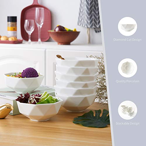 Omaykey 9 Oz Porcelain Bowls, 4.5 Inch Matte Dessert Bowls For Cereal, Baking, Snacks, Rice, Set Of 8, White Color #TOP2