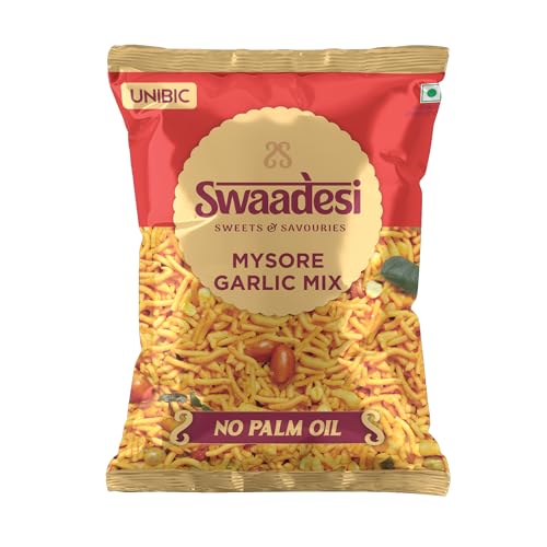 Image of Unibic No Palm Oil Mysore Garlic Mix | All Time Favourite Snacks | Crunchy Healthy Snacks, Ready to Eat | 165 gm / 200 gm (Weight May Vary)