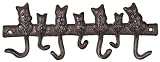 Cat Lovers Solid Cast Iron 7 Cat Tails Wall Hook