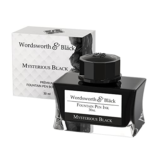 Wordsworth and Black Bouteille d'encre pour stylo plume (30 ml), [Mystérieux Noir], Encre en bouteille de stylos-plumes; Flacon au design classique Fluide 30 ml Cover