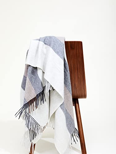 State Cashmere Multicolored Throw Blanket With Decorative Fringe - Ultra Soft Striped Accent Blanket For Couch, Sofa & Bed Made With 100% Inner Mongolian Cashmere - (Grey/Black/Brown, 70"X50") #TOP4