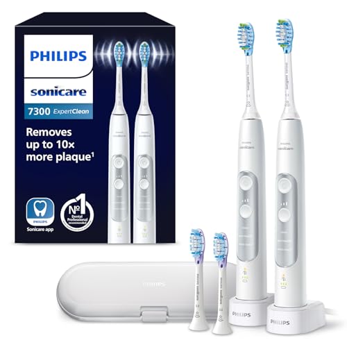 Philips Sonicare ExpertClean 7300 Schallzahnbürste Silber-Weiß 2er-Pack