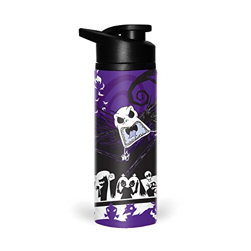 Silver Buffalo Disney Nightmare Before Christmas Jack Scary Face Stainless Steel Water Bottle, 25-Ounces, Multicolor (NB9389ST)