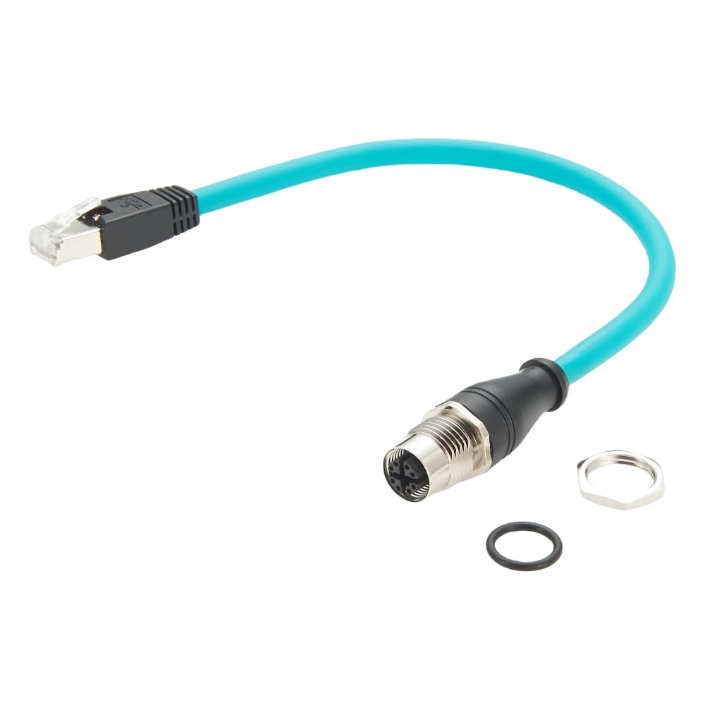 M12 X Code 8Pin to RJ45 Bulkhead Panel Mount Cable M12 Female to RJ45 CAT6A Ethernet Shielded Cord High Flex S/FTP GigE Cable for Machine Vision Industrial Camera PoE Sensor(0.3M/1FT)