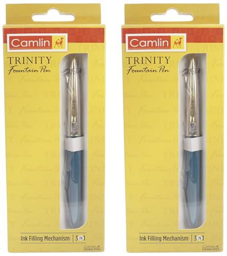 Image of Camlin Kokuyo Trinity Fountain Pen with 3-in-1 Mechanism (Color may vary) (Pack of 2)