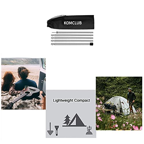 Image of KOMCLUB Telescoping Tent Poles Adjustable Tarp Poles Camping Stainless Steel Lightweight Tent Poles for Trap Sun Sails Canopy Awning Shelter Backpacking Hiking 78 in Set of 2 | 2 Pack Telescoping Tent Poles, for Trap Sun Sails Canopy Awning Shelter Backpacking Hiking