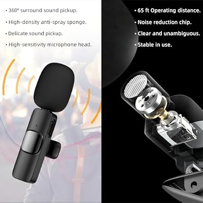 Wireless Lavalier Microphones for iPhone Android, Wireless Lapel Microphone with Lightning/USB-C Plug-Play, Clip on Mic for Video Recording, Interview, Podcast, Vlog, YouTube