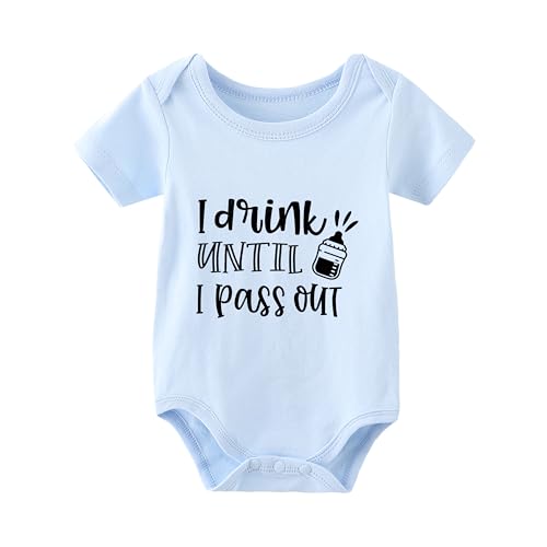 Image of AOUYOA Baby Twins Bodysuits Drink Until I Pass Out Newborn Baby Clothes Infant Unisex Outfits Toddler Twin Romper(blue 6m)