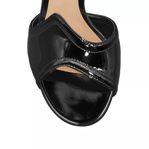 Image of Women's Metallic Open Toe Heels Sandals Back Zipper Dressy Heels Ankle Strap Heels for Party Wedding
