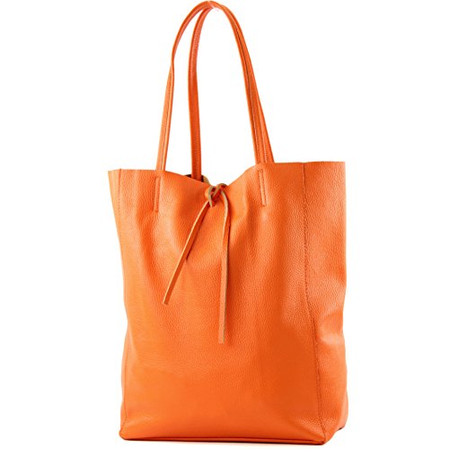 modamoda de -T163- ital. Leather bag Ladies bag Shopper bag Large shoulder bag leather (orange)