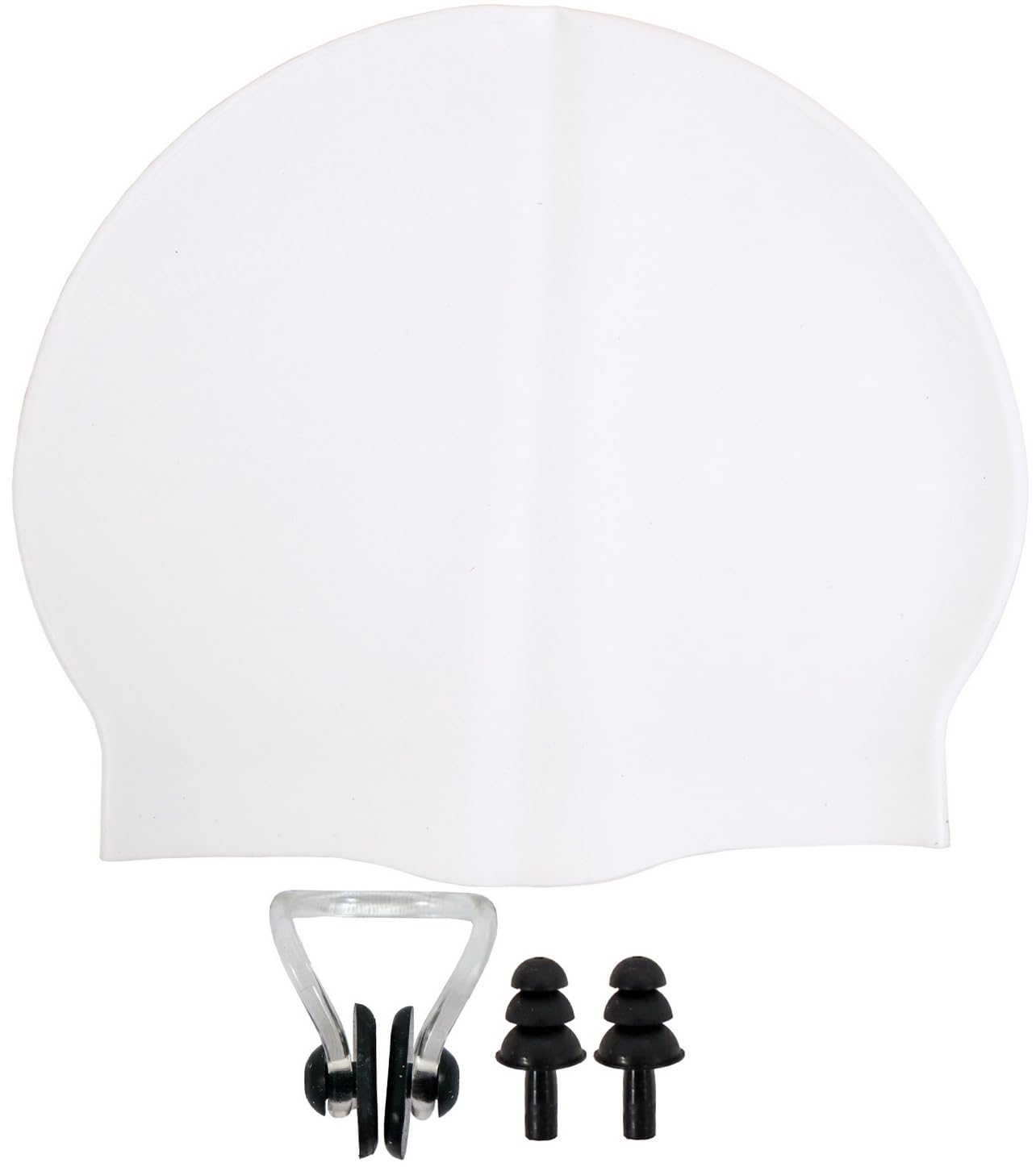 Toyshine Swim Combo - Durable Silicone Swimming Cap - White with Black Ear Buds and Nose Clip Set SSTP (B0B6JD5RC2) Amazon Price History, Amazon Price Tracker