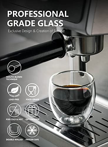 Sweese 4 Ounce Espresso Cups Set Of 4, Double-Wall Insulated Glasses Cups Set- Handmade Glass- 408.101 #TOP2