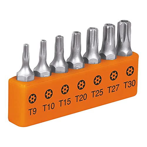 Listado de Máquinas para puntada de seguridad al mejor precio. 40 Truper P7-15TS, Punta para desarmador, Torx con seguro, largo 1', juego de 7 puntas