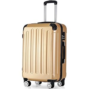 Flieks Flieks® ReiseKoffer Hartschale Trolley Koffer Gepäck-Sets mit 4 Doppel-Rollen, Set-XL-L-M (Champagner, L(Mittelgroßer Koffer))