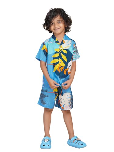 Image of Ninos Dreams Boys Cotton Rayon Coord Set with shorts /Holiday Shirt & Shorts