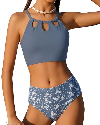 GRACE KARIN Teen Girls Swimsuits Size 8-10 Two Piece Bikini Sets Bathing Suit Girl' Swimwear Blue