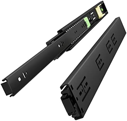 VADANIA 20" Push to Open Drawer Slide, #VF1245, 3-Fold Full Extension, Heavy Duty 100lb Load Capacity, Especially for Handleless Cabinet & Drawer, Ball Bearing, Side Mount, Black, 1-Pair
