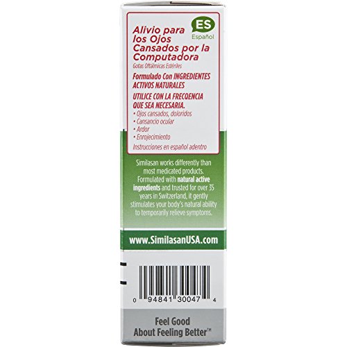 Similasan Computer Eye Relief Eye Drops 0.33 Fluid Ounce, For Temporary Relief From Tired Eyes, Aching Eyes, Eye Strain, Burning Or Redness From Computer Use, With Natural Active Ingredients #TOP5