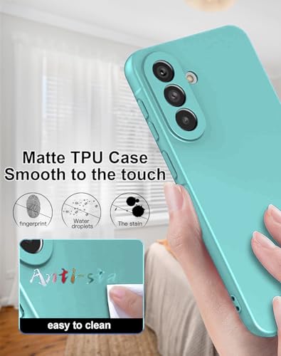 Image of DIZORO Microfiber Candy Case for Samsung A57 5G Smooth Touch Cushion Liquid Soft Silicone Gel Rubber Phone Cases Non-Slip Full Body Protective Shockproof Back Cover -Mint