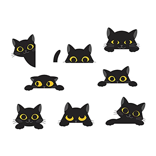 Clest F&H Nette schwarze Katzen Cartoon Wandaufkleber, Lichtschalter Dekor Abziehbilder, Familie DIY Dekor Kunst Aufkleber Wohnkultur Wandkunst für Kinder Wohnzimmer Büro Dekoration Cover