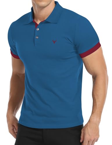 KUYIGO Men's Short Sleeve Polo Shirt Made of Fresh Breathable Cotton Premium Fabric L Royal Blue