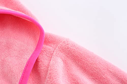 Kids Boys Girls Bathrobe Soft Cotton Terry Hooded Bathrobe 100% Cotton Bathrobe（Pink,11-12Years） #TOP5